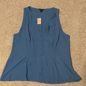 NWT Ann Taylor Factory Sleeveless Blue Blouse
